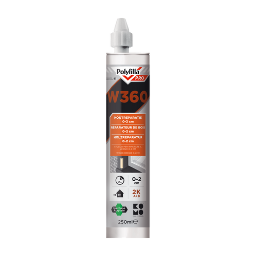 Polyfilla Pro W360 2K houtreparatiepasta 0-2 cm, 250 ml