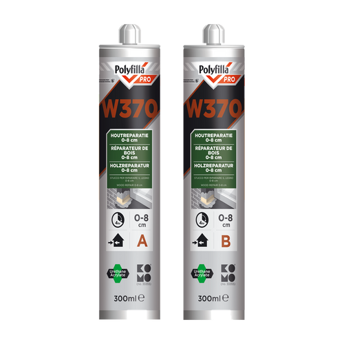 Polyfilla Pro W370 2K houtreparatie 0-8 cm, 2 x 300 ml