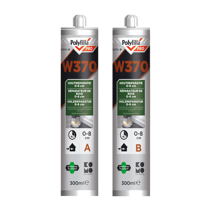 Polyfilla Pro W370 2K houtreparatie 0-8 cm, 2 x 300 ml