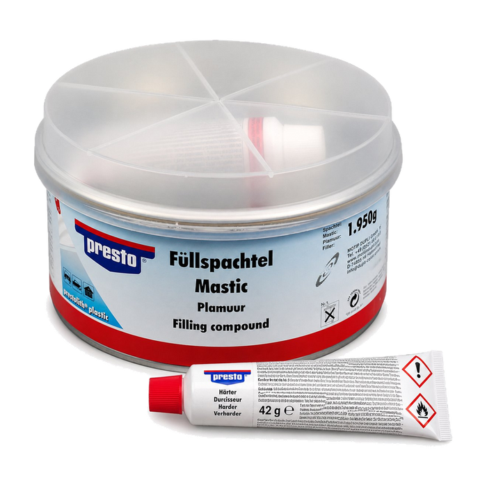 Presto polyester staalplamuur 2K, 1950 g met verharder