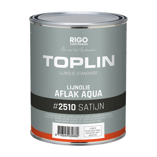 Rigo TOPLIN Lijnolie Aflak Aqua Satijn #2510, op kleur gemengd, 1 liter