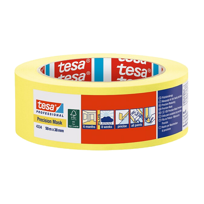 tesa 4334 Precision Mask schilderstape 50 m x 38 mm, geel